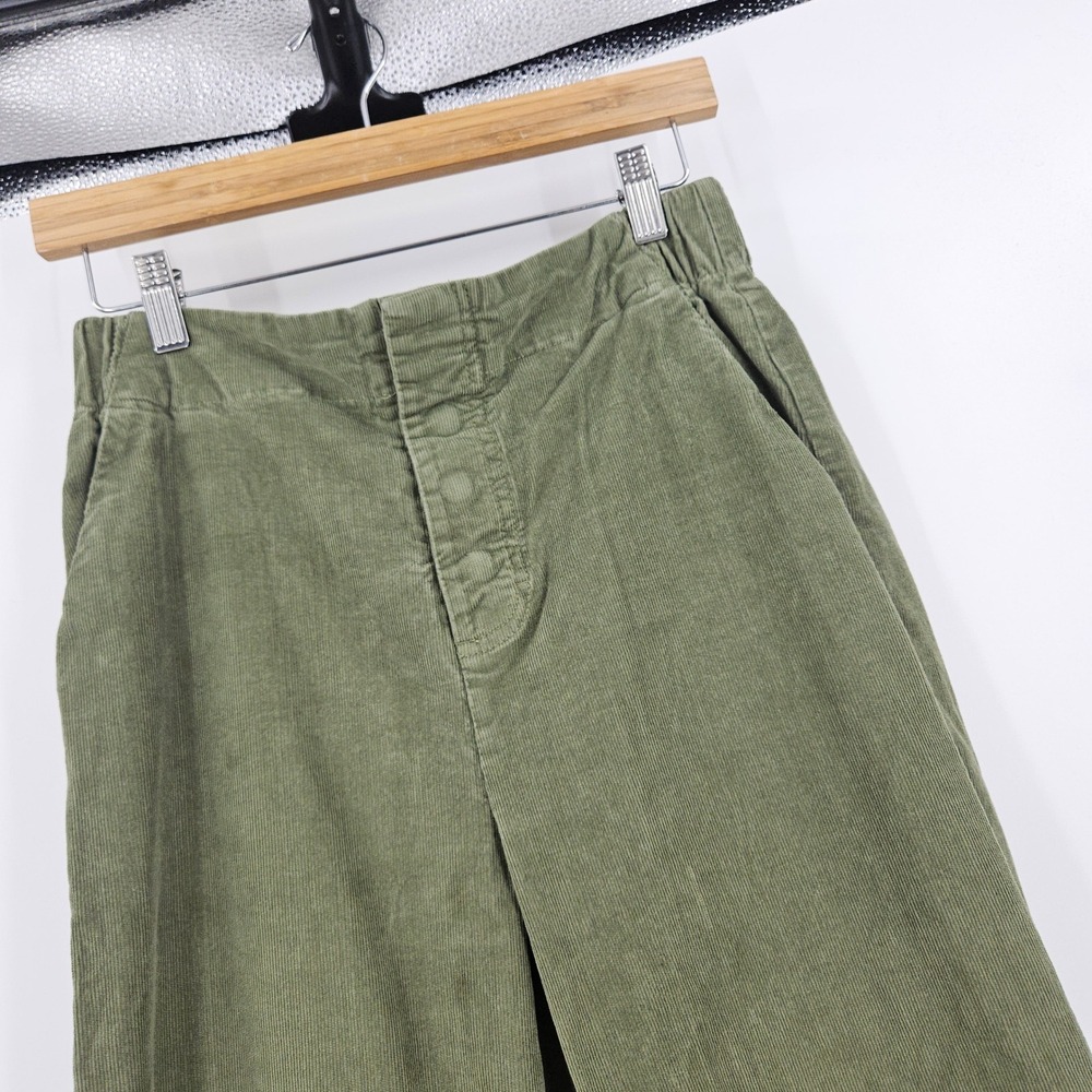 Pact Modern Corduroy Wide Leg Pants Womens Olive Green High Rise Button Fly Sz M - Picture 5 of 10